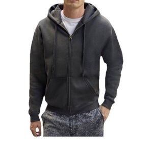 New Fruit Of The Loom Full Zip Hoodie Sweatshirt Sz Medium 26” Length 40” Chest